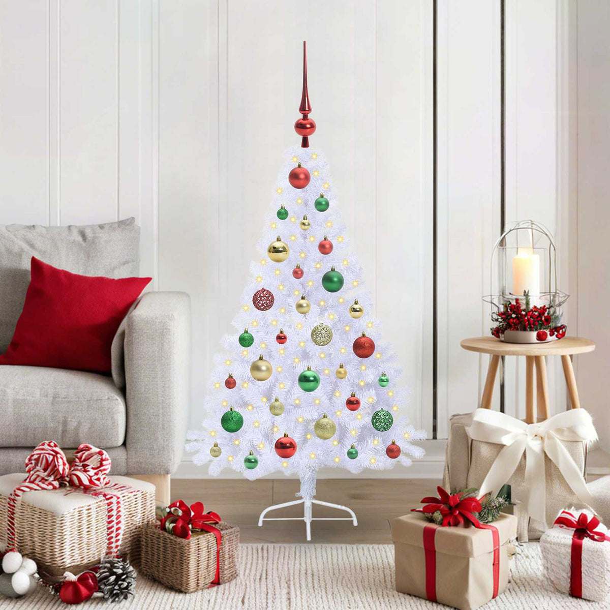 Artificial Christmas Tree with Stand White PVC and Steel Multicolour 120 cm