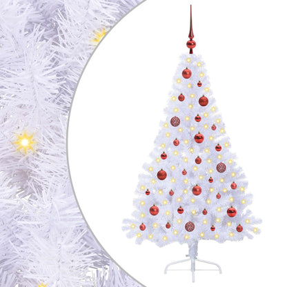 Artificial Christmas Tree with Stand White PVC and Steel Red 150 cm