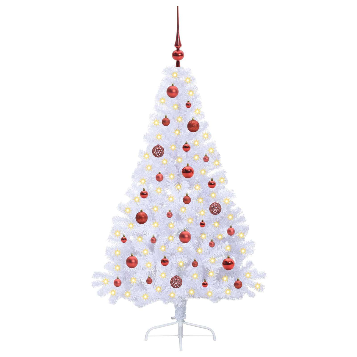 Artificial Christmas Tree with Stand White PVC and Steel Red 150 cm