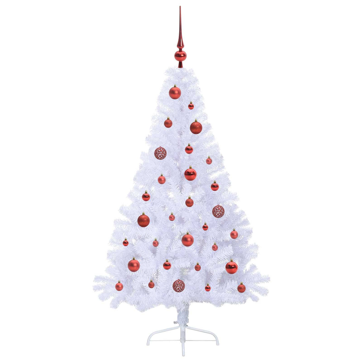 Artificial Christmas Tree with Stand White PVC and Steel Red 150 cm