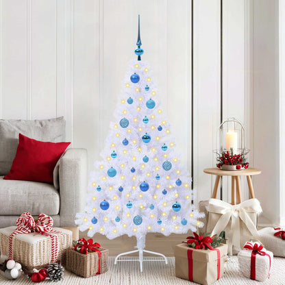 Artificial Christmas Tree with Stand White PVC and Steel Blue 150 cm