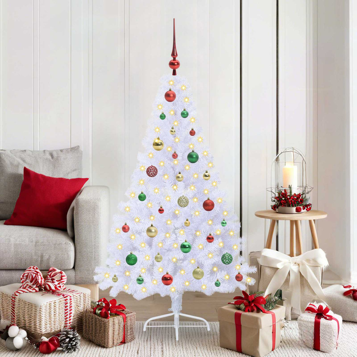 Artificial Christmas Tree with Stand White PVC and Steel Multicolour 150 cm