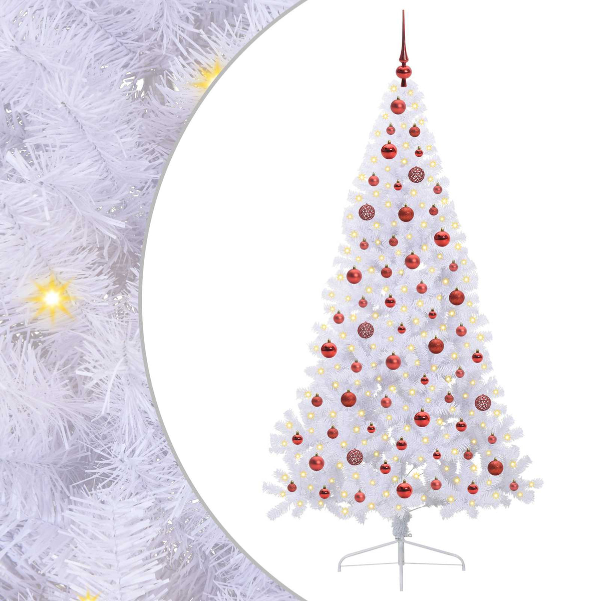 Artificial Christmas Tree with Stand White PVC and Steel Red 180 cm