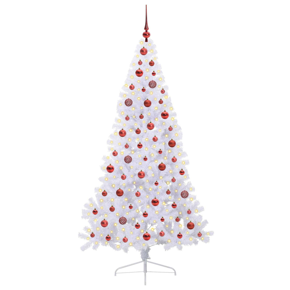 Artificial Christmas Tree with Stand White PVC and Steel Red 180 cm