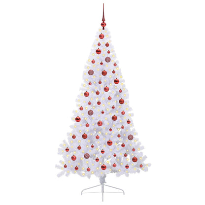 Artificial Christmas Tree with Stand White PVC and Steel Red 180 cm