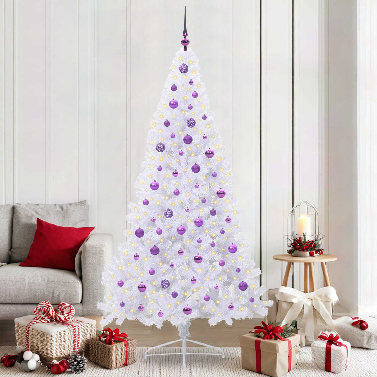 Artificial Christmas Tree with Stand White PVC and Steel Lilac 210 cm