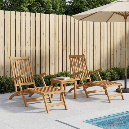 Folding Deck Natural Solid Teak Wood 2x chair