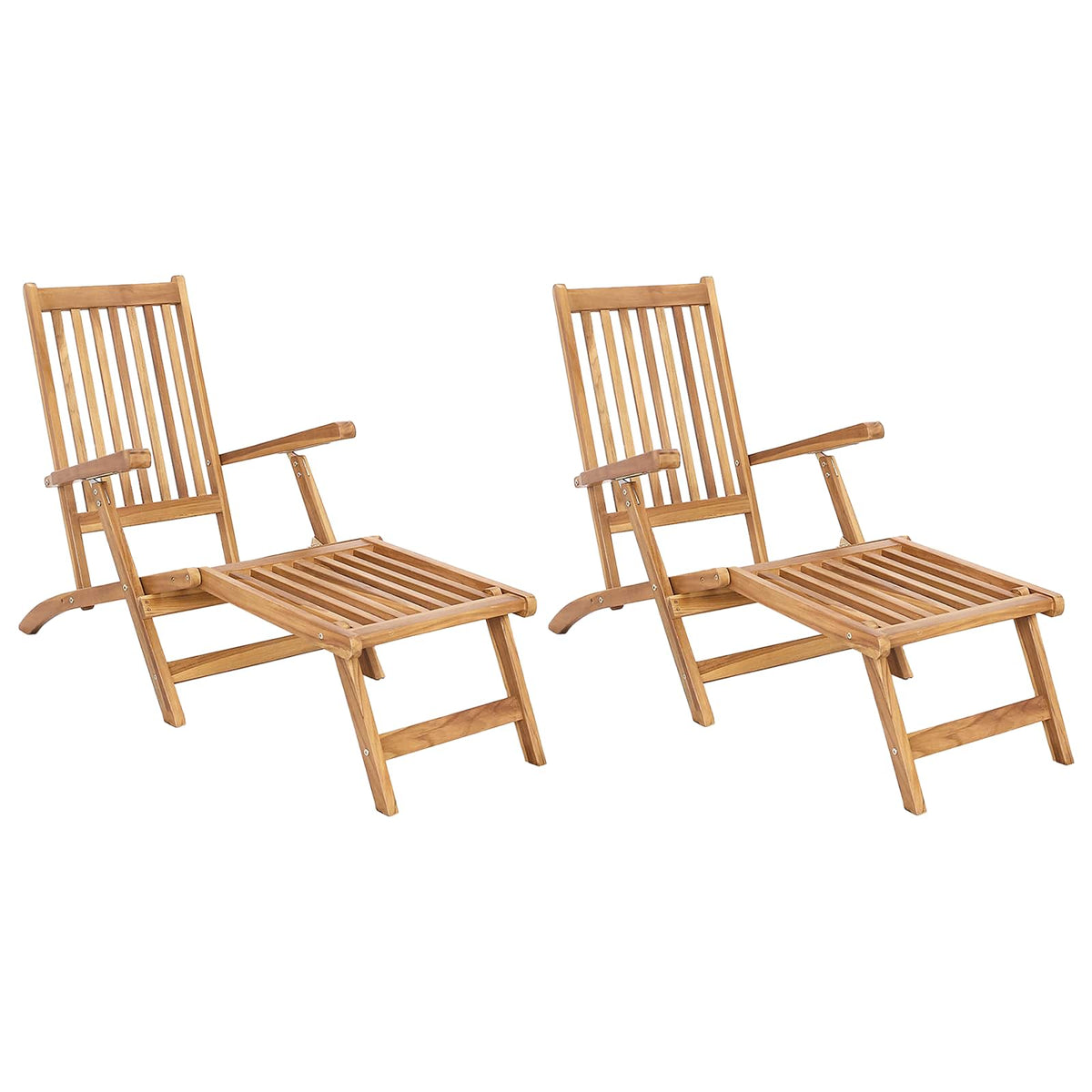 Folding Deck Natural Solid Teak Wood 2x chair