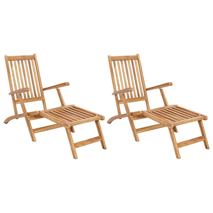 Folding Deck Natural Solid Teak Wood 2x chair