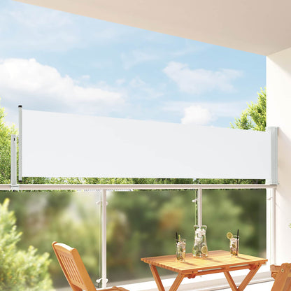 Patio Retractable Side Awning 80 x 300 cm White