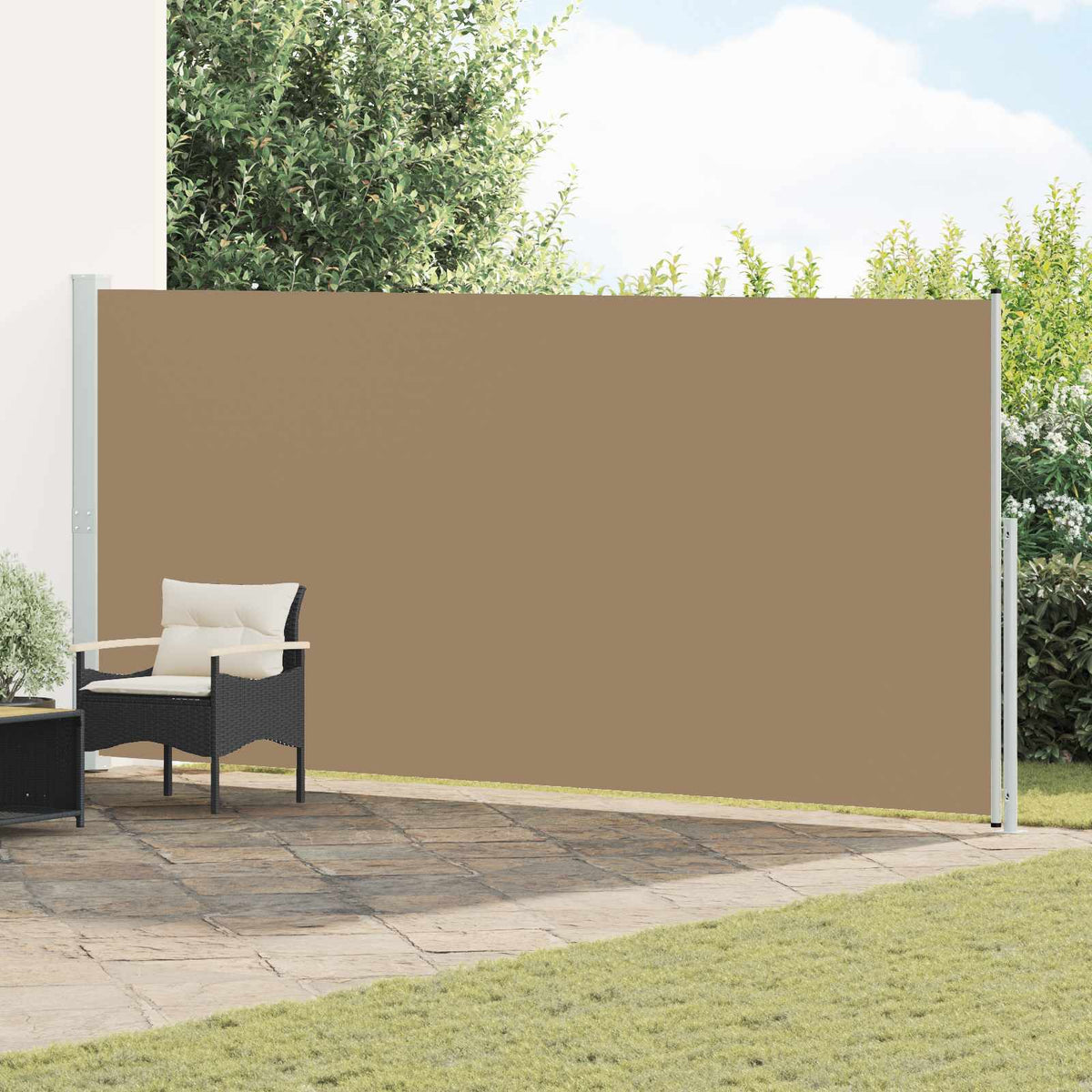 Patio Retractable Side Awning 200x514 cm Drop 500 cm Taupe