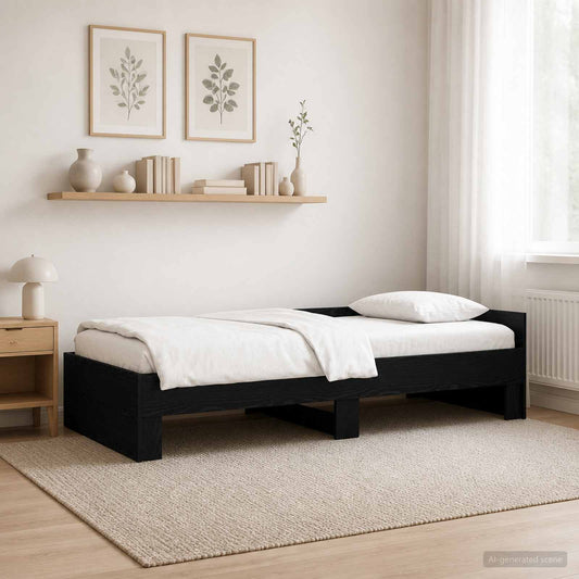 Bed Frame without Mattress Engineered Wood Length 200 cm Black oak 80 cm