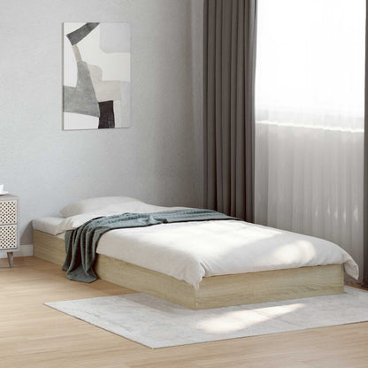 Bed Frame without Mattress Engineered Wood Length 200 cm Height 17 cm Sonoma Oak 80 cm