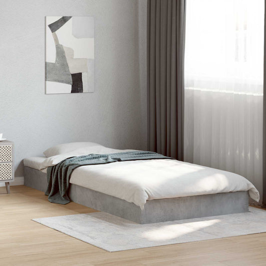 Bed Frame without Mattress Length 200 cm Height 17 cm Concrete Grey 80 cm