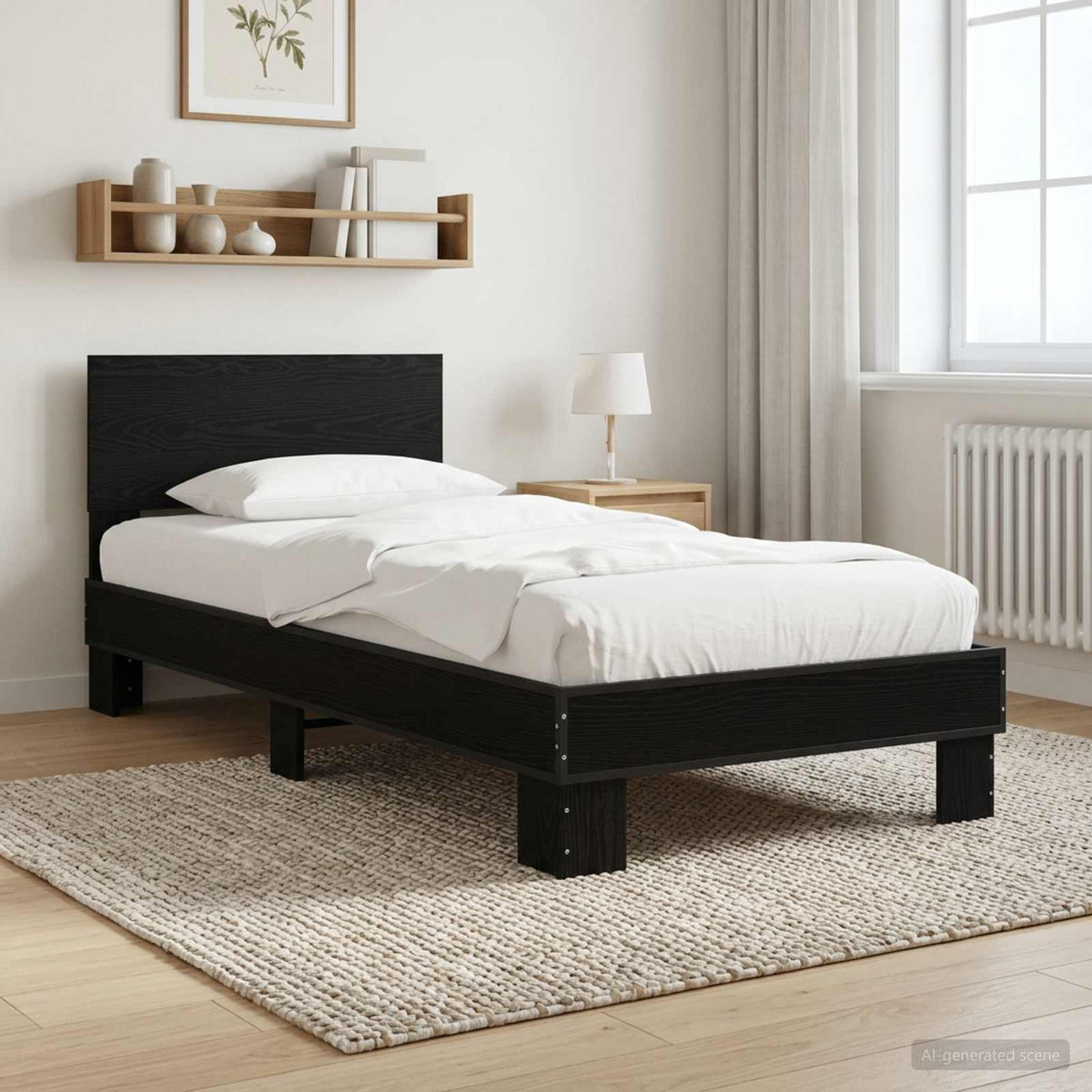 Bed Frame without Mattress Length 200 cm Black oak 80 cm