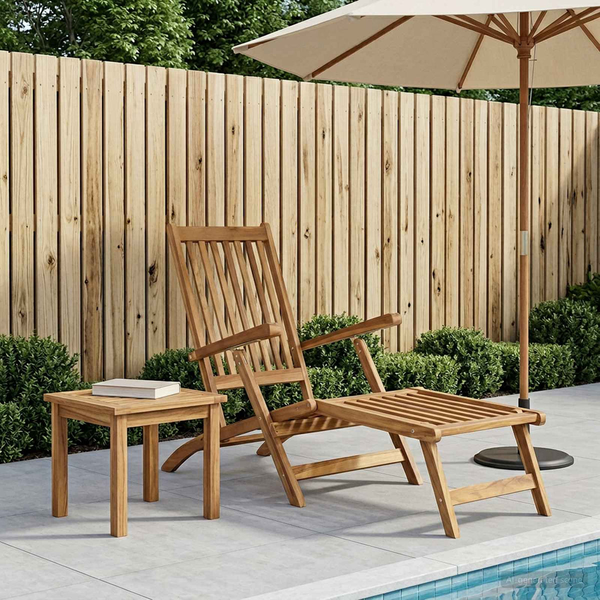vidaXL Folding Deck Natural Solid Teak Wood