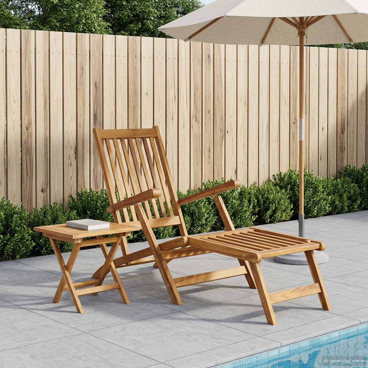 vidaXL Folding Deck Natural Solid Teak Wood