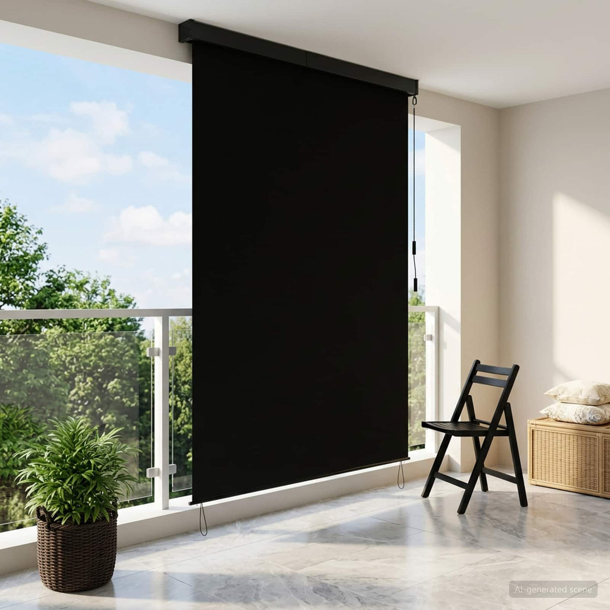 Outdoor Roller Blind 60 x 250 cm Black
