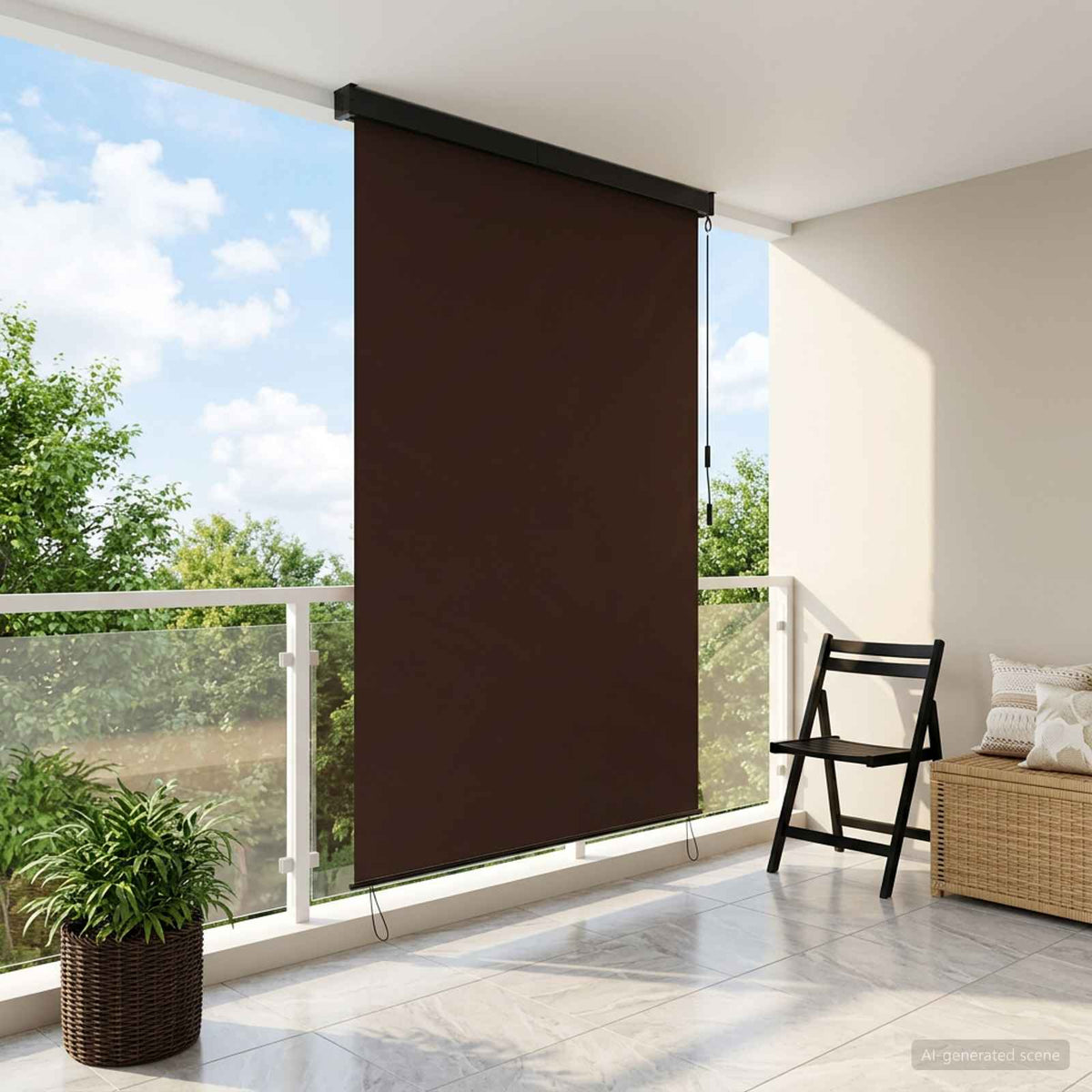 Outdoor Roller Blind 60 x 250 cm Brown