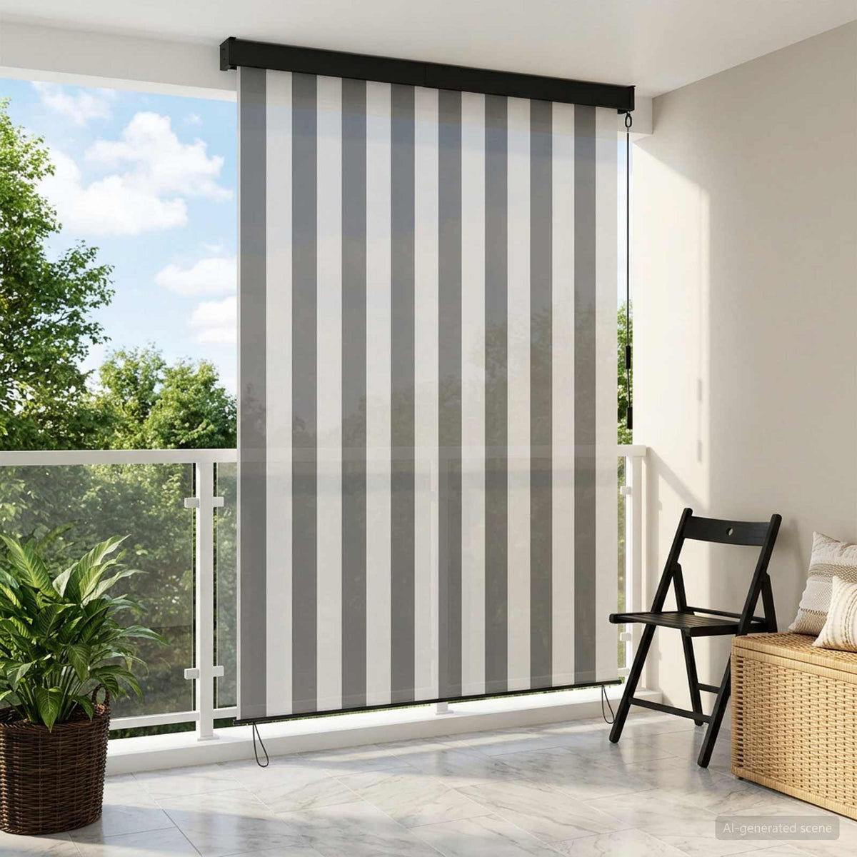 Outdoor Roller Blind 100 x 250 cm Anthracite and white