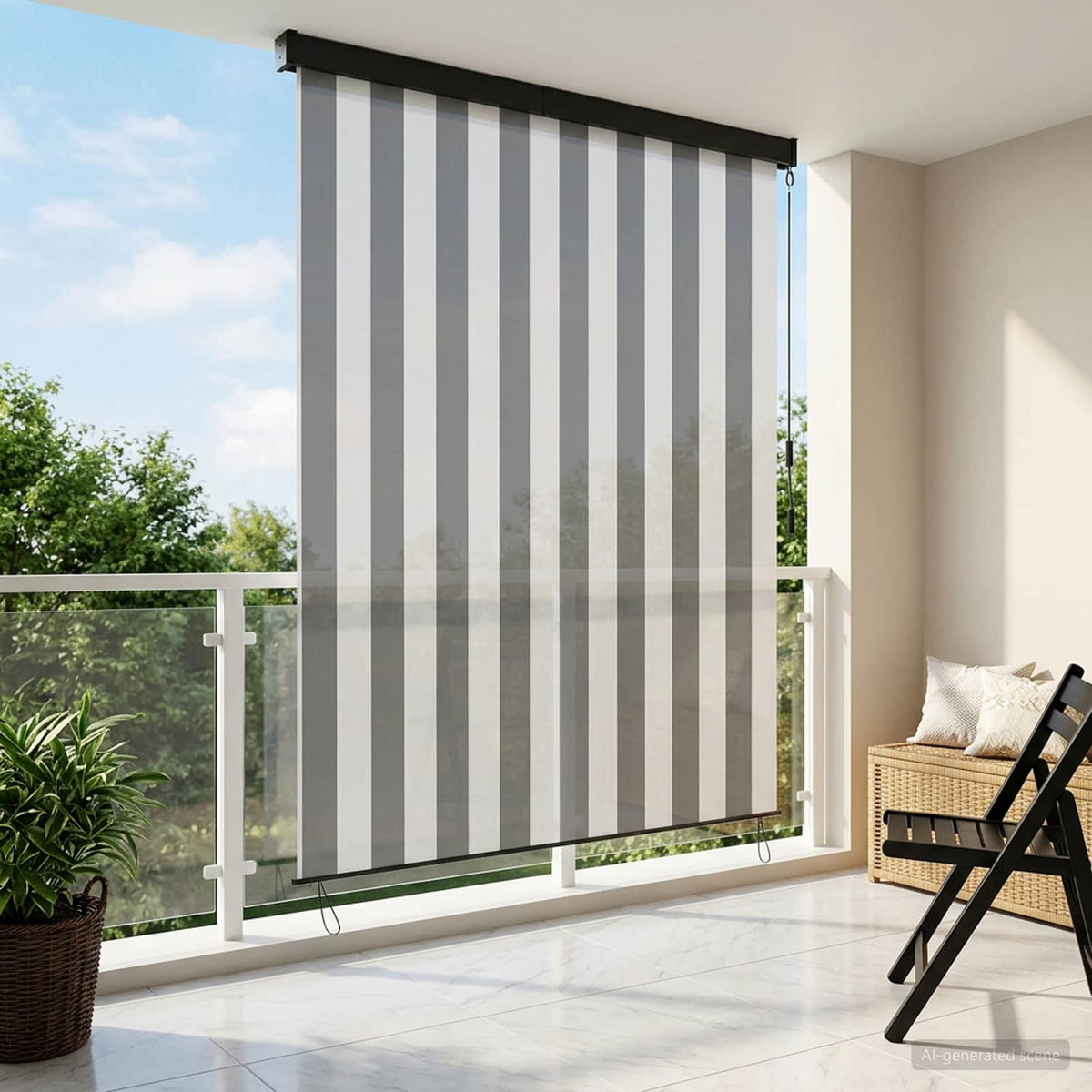 Roller Blind Fabric and Aluminum 180 x 250 cm Anthracite and white