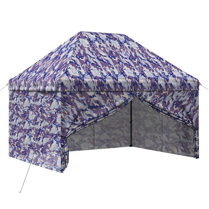 vidaXL Pop-up Gazebo with 4 Sidewalls 2.9 x 4.3 m Blue Camouflage 2