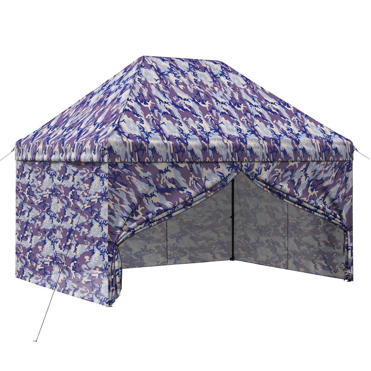 Pop-up Gazebo with 4 Sidewalls 2 x 2 m Blue Camouflage 430 cm