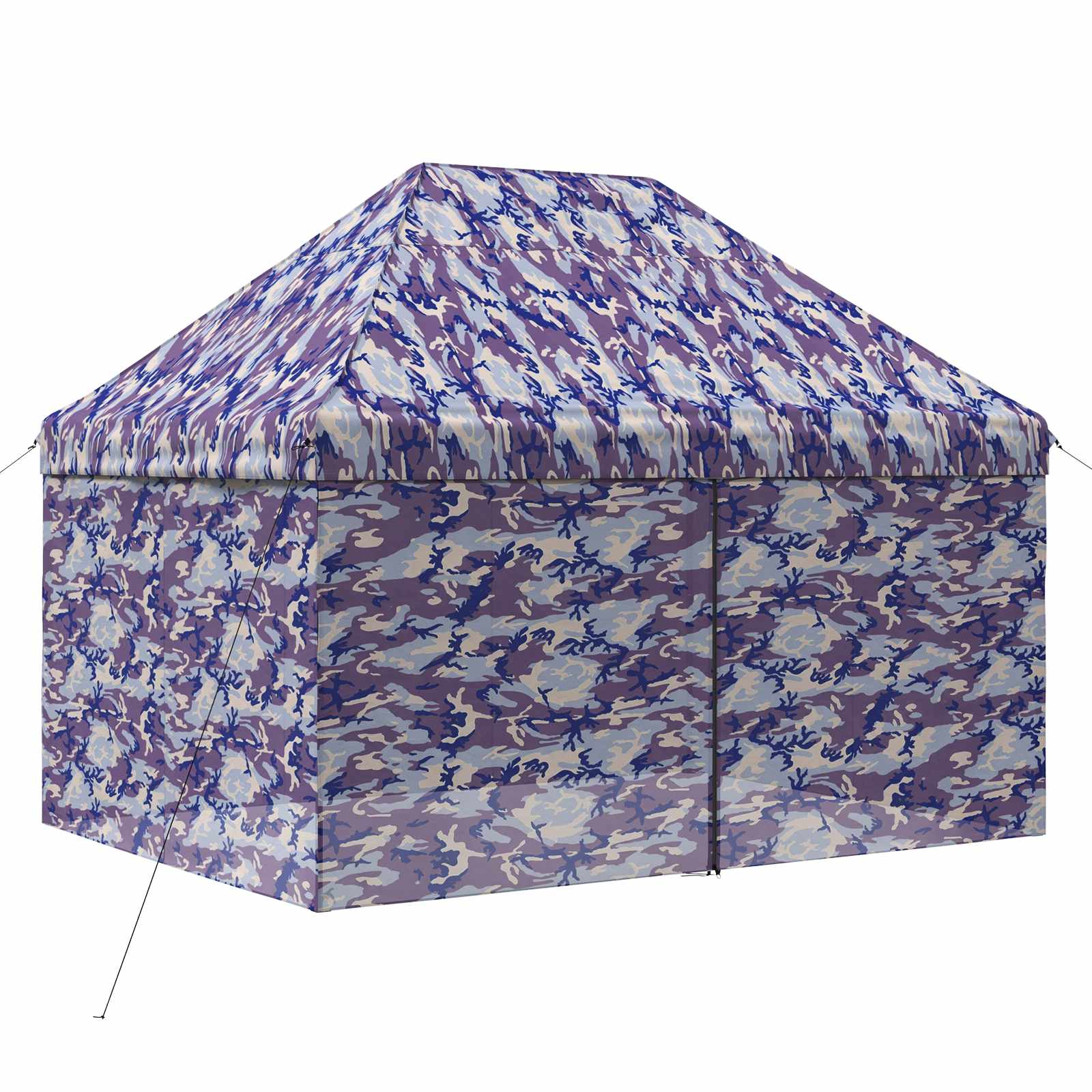 vidaXL Pop-up Gazebo with 4 Sidewalls 2.9 x 4.3 m Blue Camouflage 3