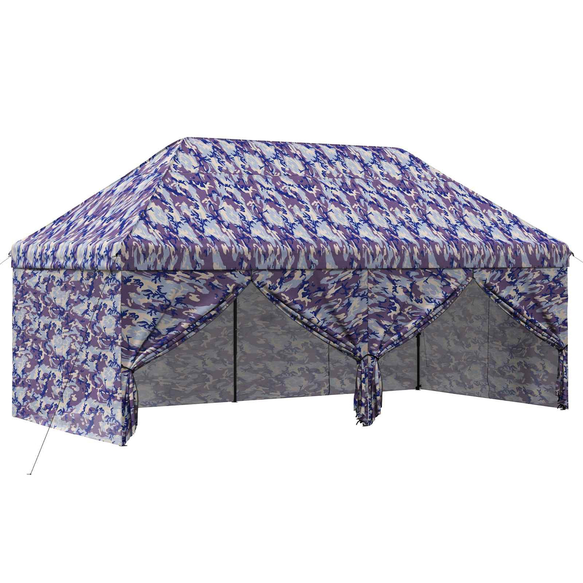 Pop-up Gazebo with 4 Sidewalls 2 x 2 m Blue Camouflage 580 cm