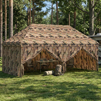 vidaXL Pop-up Gazebo with 4 Sidewalls 3 x 6 m Forest Camouflage 1