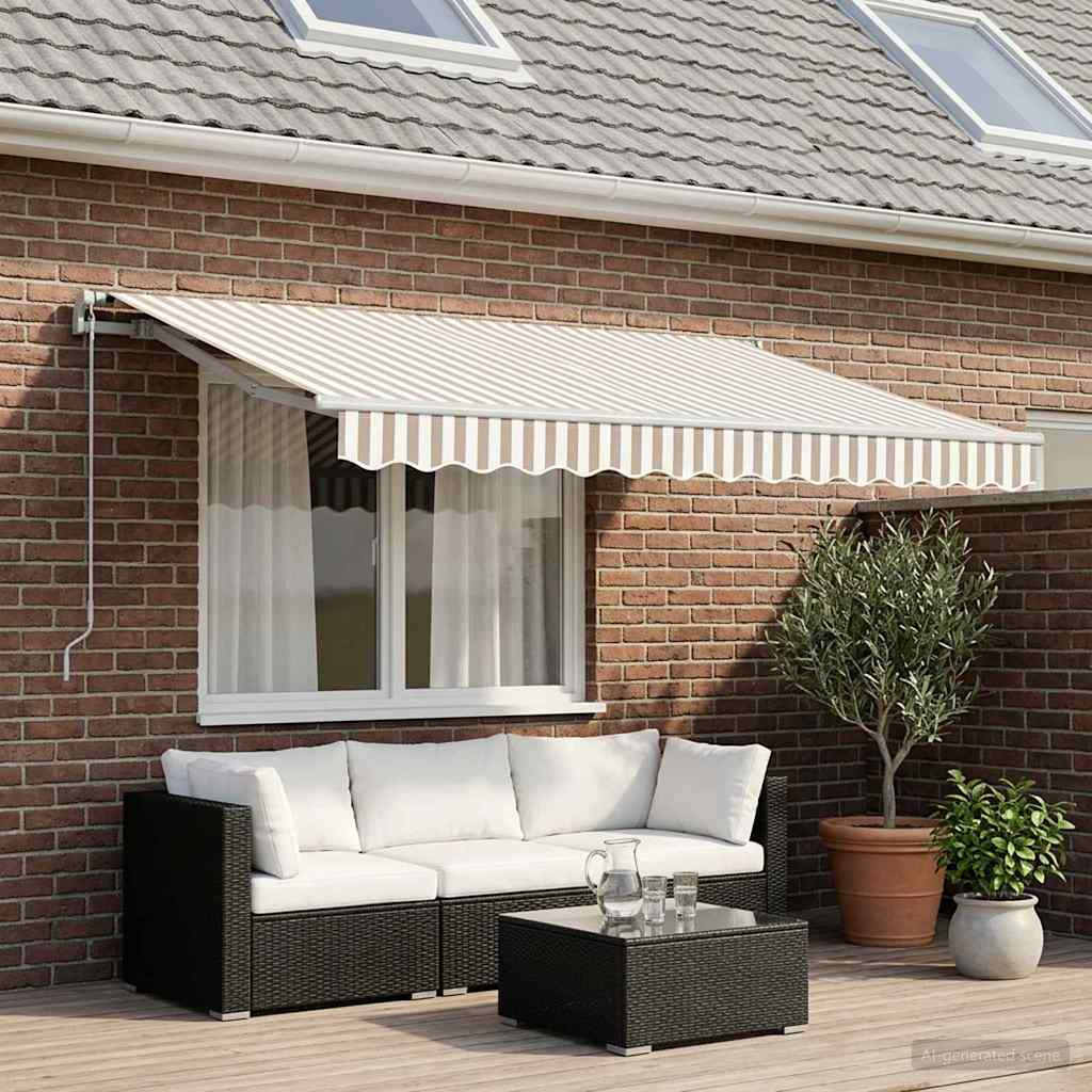 Awning Canopy Replacement for 3.5x2.5 m Polyester Light grey and white