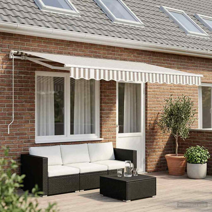 Awning Replacement Fabric 500x350 cm Polyester Drop 3.5 m Width 5 m Light grey and white