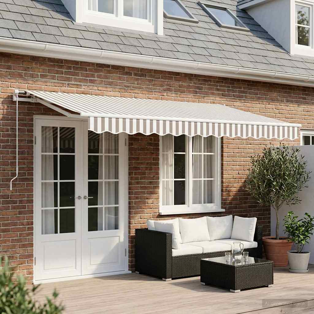Awning Replacement Fabric 600x300 cm Polyester Drop 3 m Width 6 m Light grey and white
