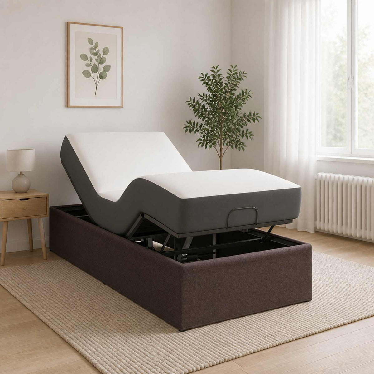 vidaXL Electric Adjustable Bed Frame Brown 200 x 100 x 33.5 cm Steel 1