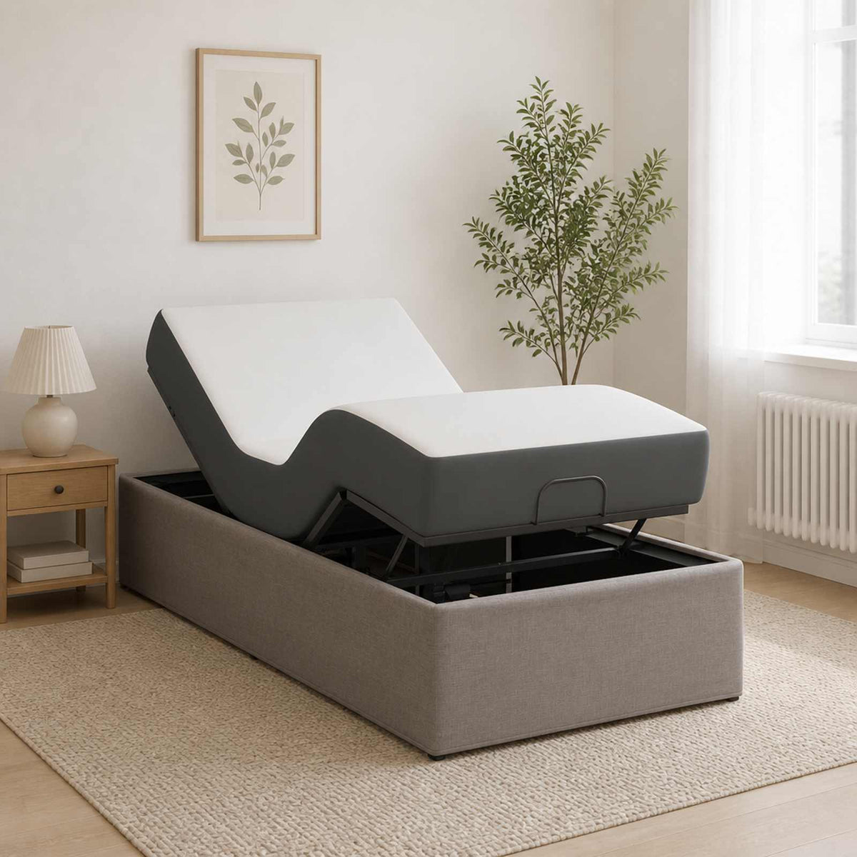 vidaXL Electric Adjustable Bed Frame Taupe 200 x 100 x 33.5 cm Steel 4