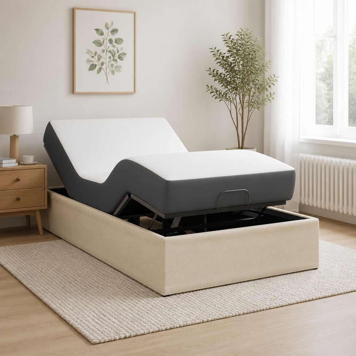 vidaXL Electric Adjustable Bed Frame Cream 200 x 90 x 33.5 cm Steel 1