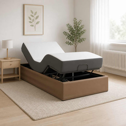 vidaXL Electric Adjustable Bed Frame Tan 200 x 90 x 33.5 cm Steel 1