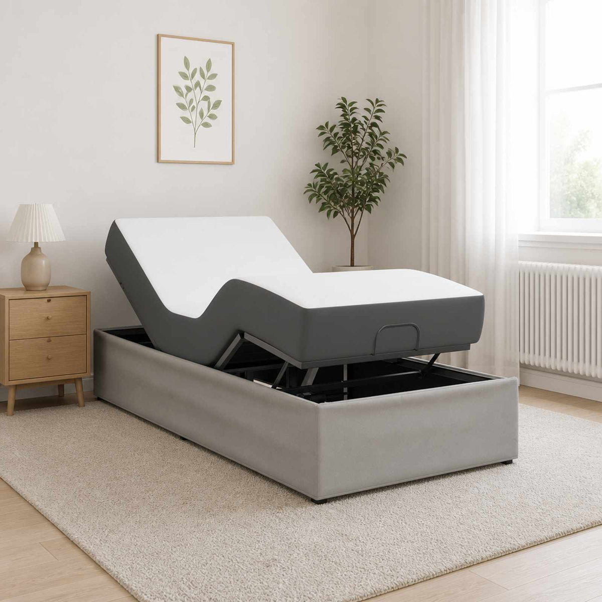 vidaXL Electric Adjustable Bed Frame Light Grey 200 x 80 x 33.5 cm 4