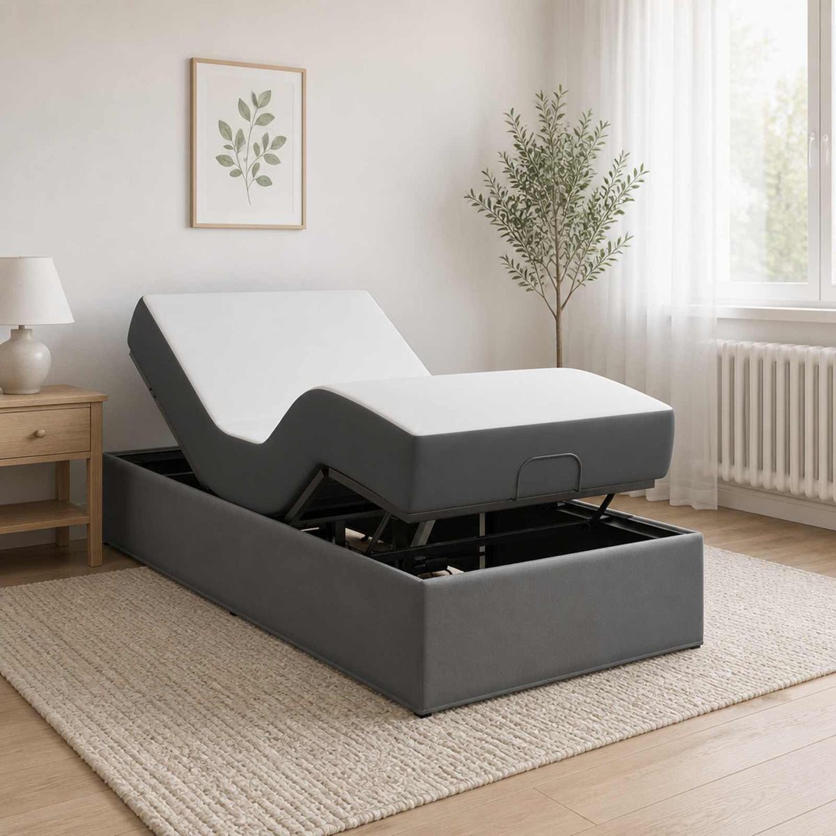 vidaXL Electric Adjustable Bed Frame Dark Grey 200 x 90 x 33.5 cm 1