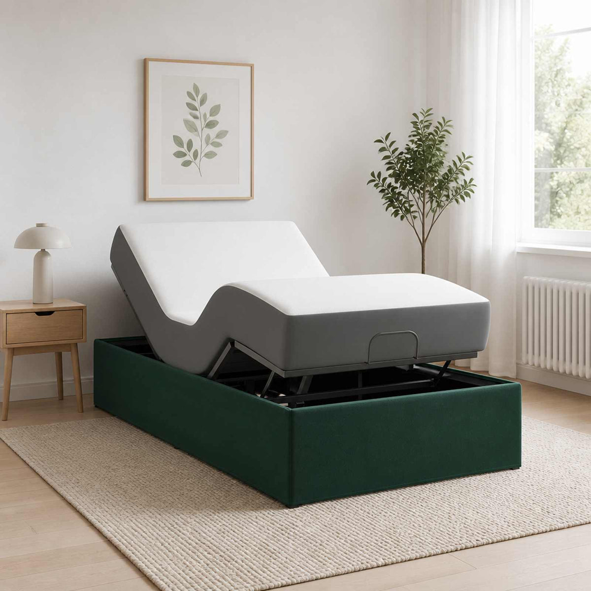 vidaXL Electric Adjustable Bed Frame Forest Green 200 x 90 x 33.5 cm 4