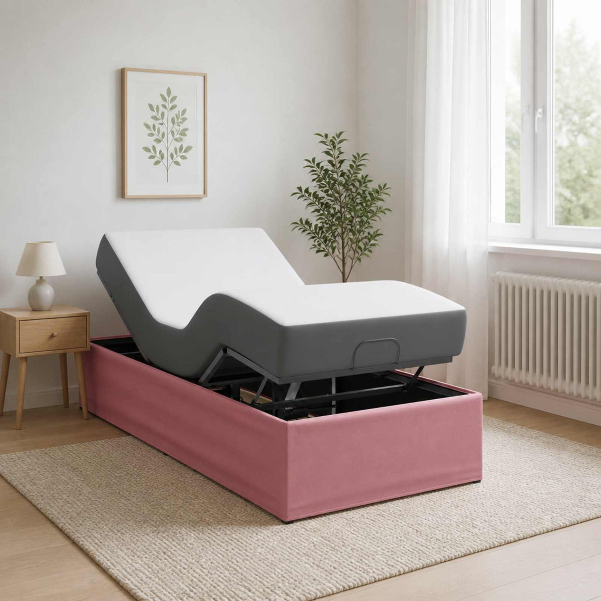 vidaXL Electric Adjustable Bed Frame Pink 200 x 90 x 33.5 cm Steel 4