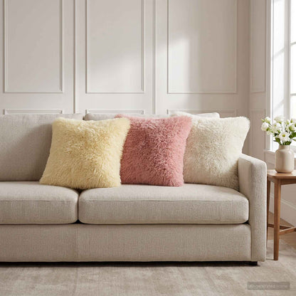 Throw Pillow HEERLEN PV Fleece 12 pcs 40 x 40 cm White