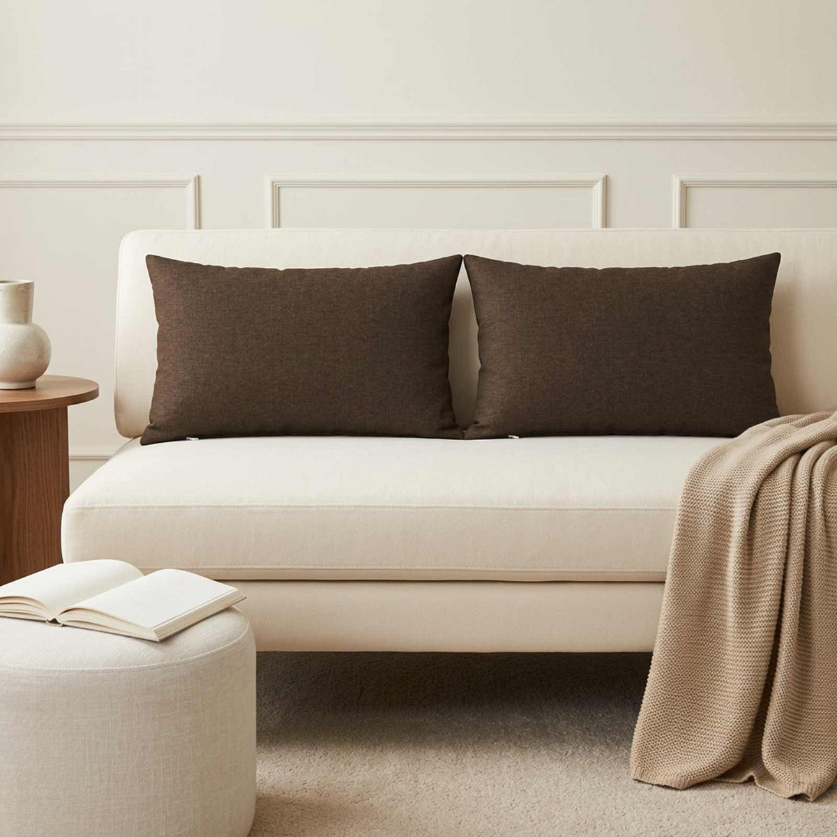Throw Pillow HEERLEN Fabric 6 pcs 40 x 60 cm Brown