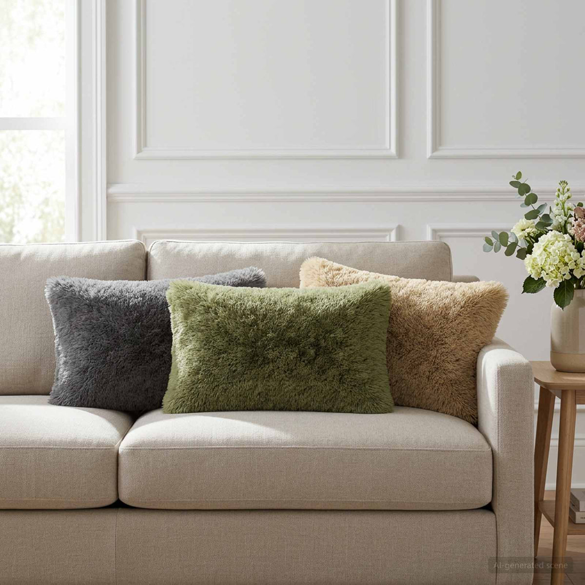 Throw Pillow HEERLEN PV Fleece 2 pcs Green 50 x 80 cm