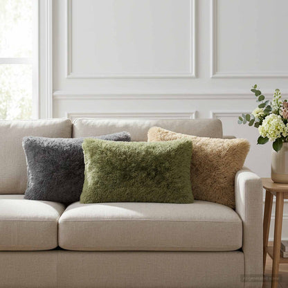 Throw Pillow HEERLEN PV Fleece 2 pcs Green 50 x 80 cm