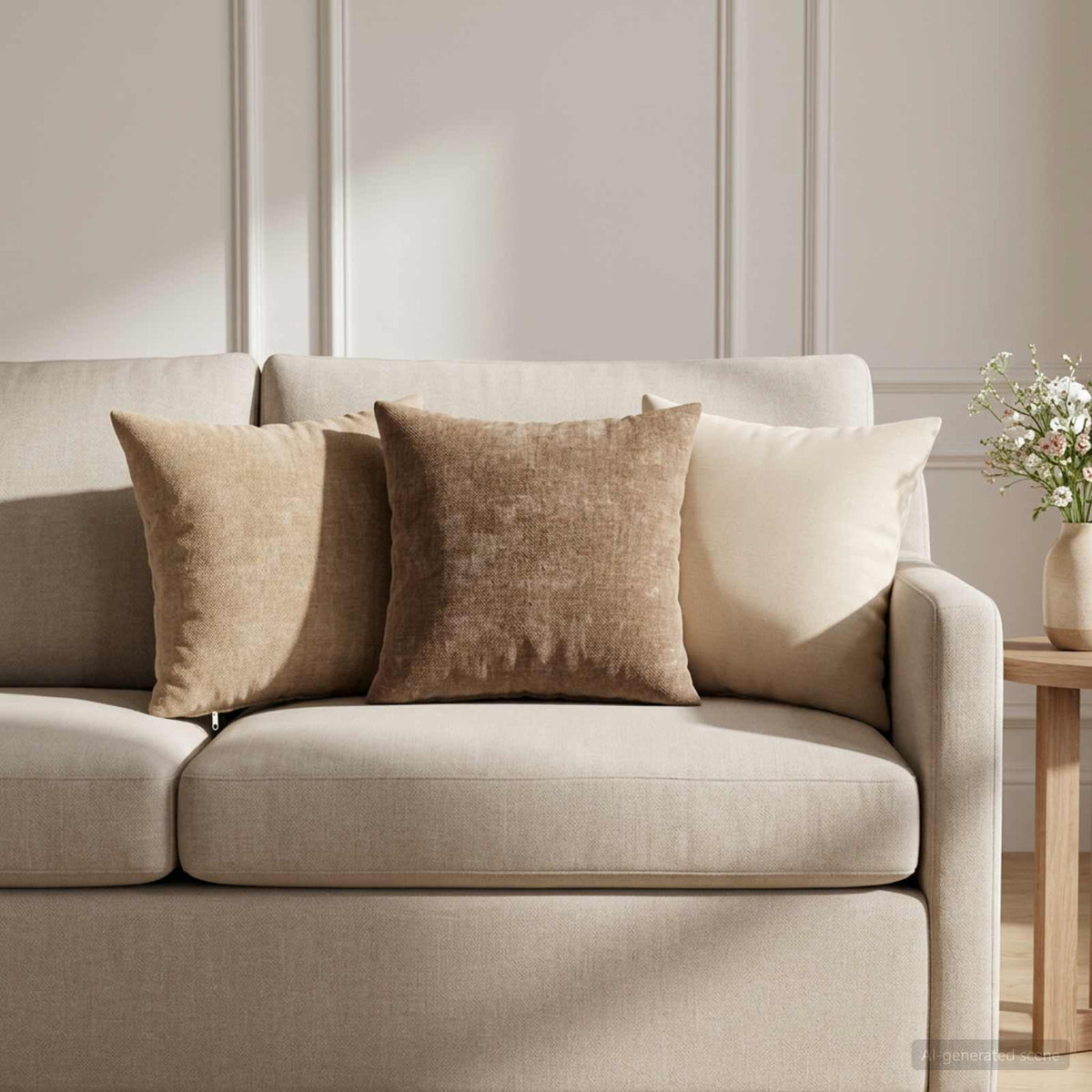 vidaXL Throw Pillow 12 pcs HEERLEN Cream 40 x 40 cm Chenille Fabric 1