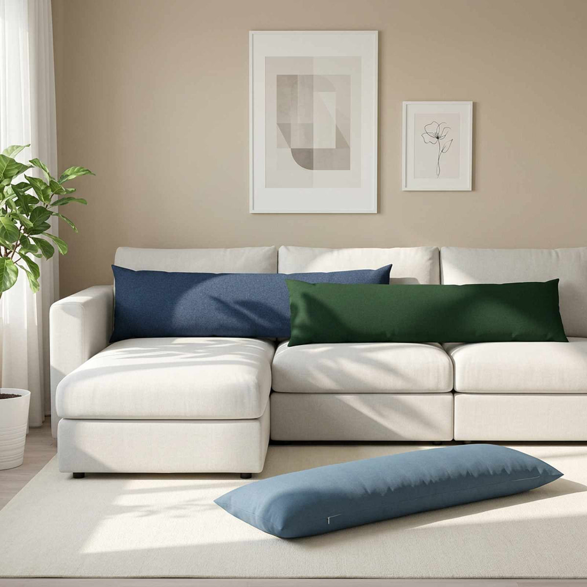Throw Pillow HEERLEN Fabric 2 pcs Dark Green 40 x 145 cm