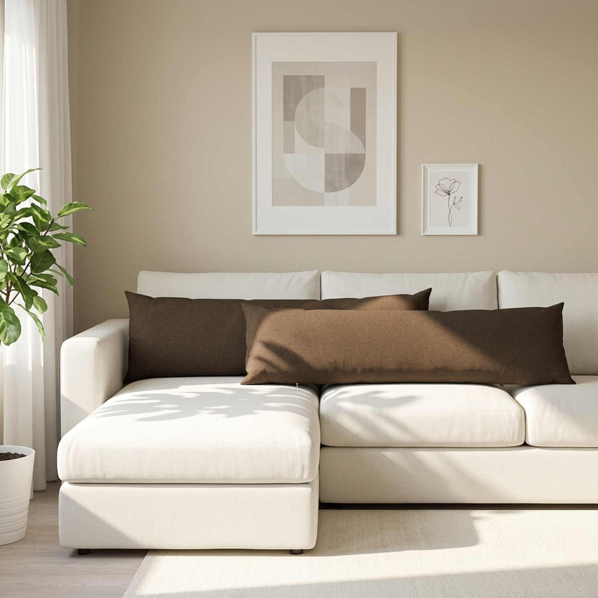Throw Pillow HEERLEN Fabric 2 pcs Brown 40 x 145 cm