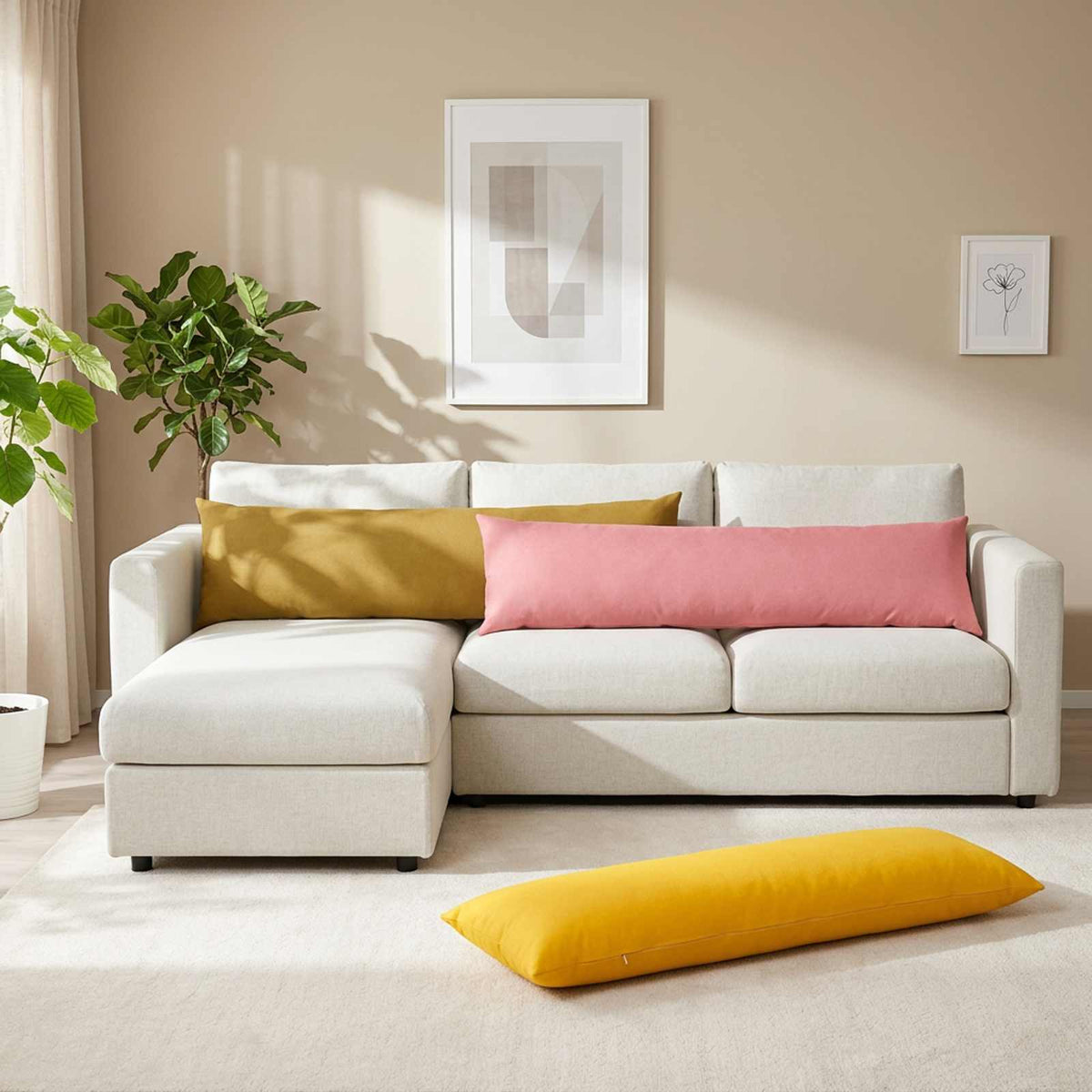 Throw Pillow HEERLEN Fabric 2 pcs Light Green 40 x 145 cm