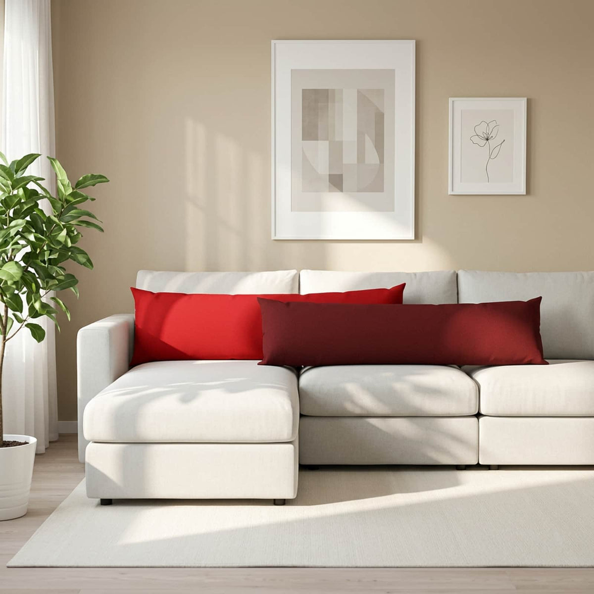 Throw Pillow HEERLEN Fabric 2 pcs Wine Red 40 x 145 cm